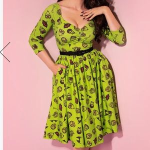 SWING DRESS IN VINTAGE MONSTER MASH PRINT - VIXEN BY MICHELINE PITT Medium